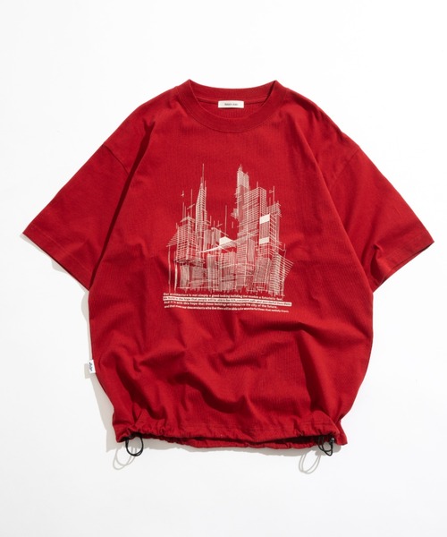 

Футболка на шнуровке с геометрическим принтом Adoon Plain, красный