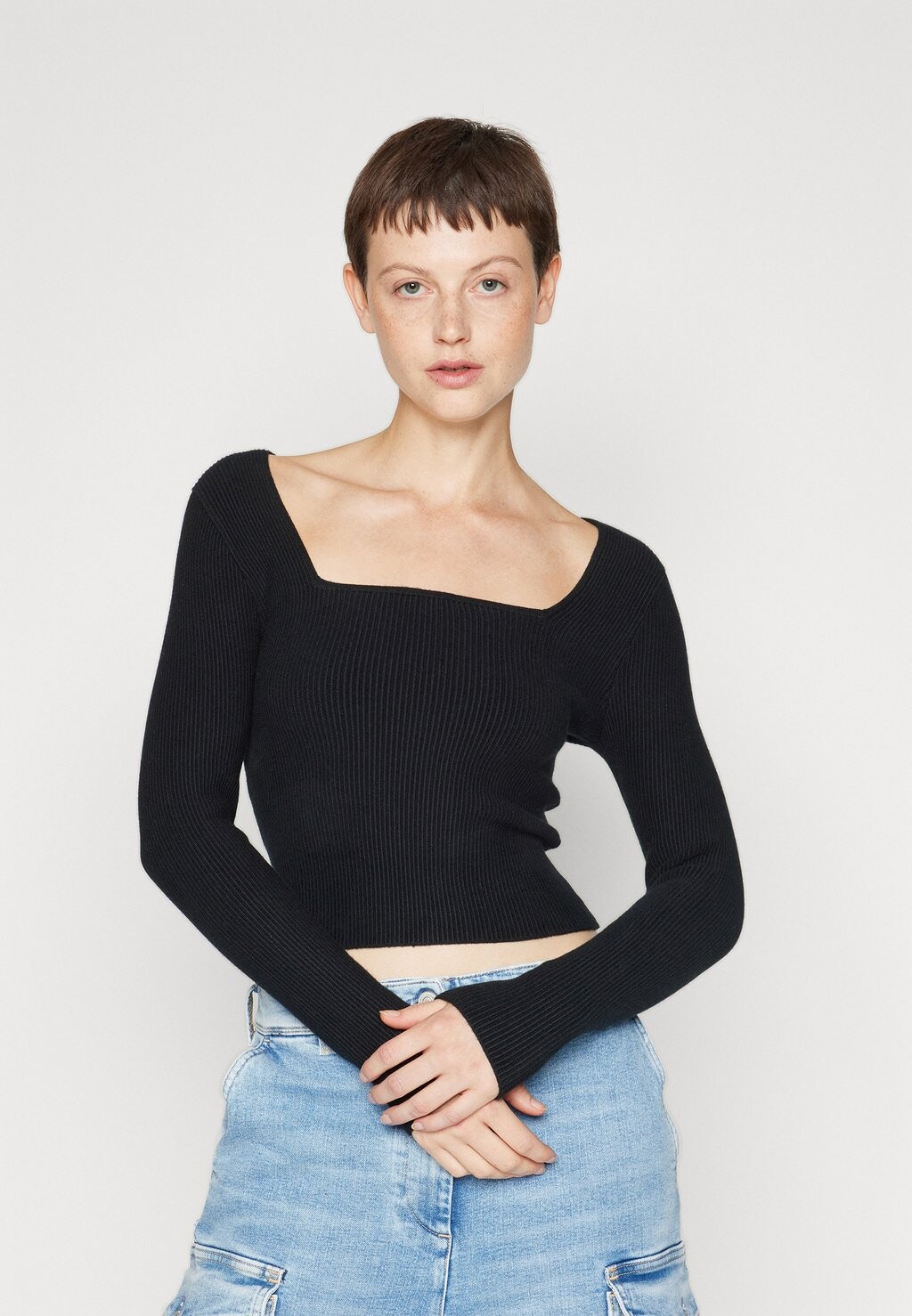 

Рубашка с длинным рукавом OTTOMAN NECK REORDER Abercrombie & Fitch, черный
