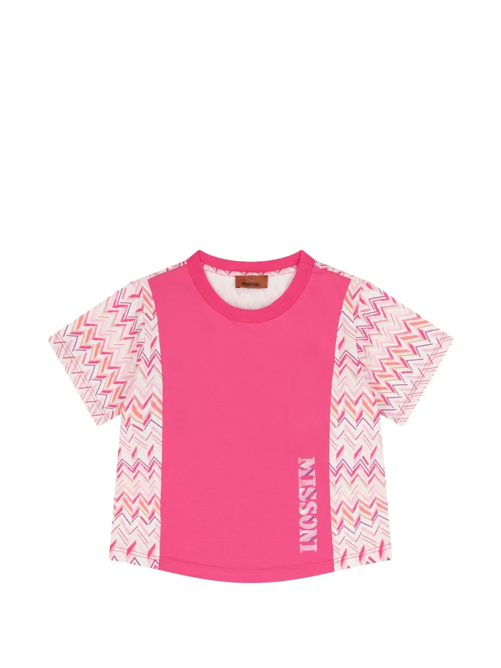 Футболка с зигзагообразным рукавом Missoni Kids, розовый