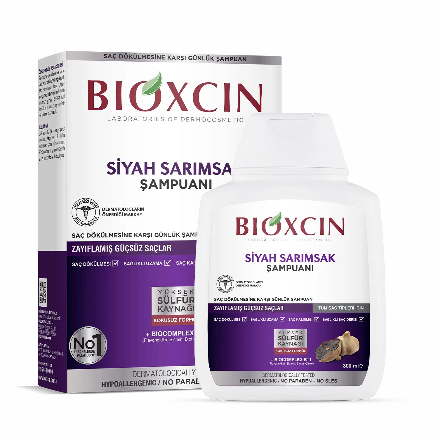 Шампунь Bioxcin Black Garlic, 300 мл, укрепляющий, против выпадения волос Bioxcin