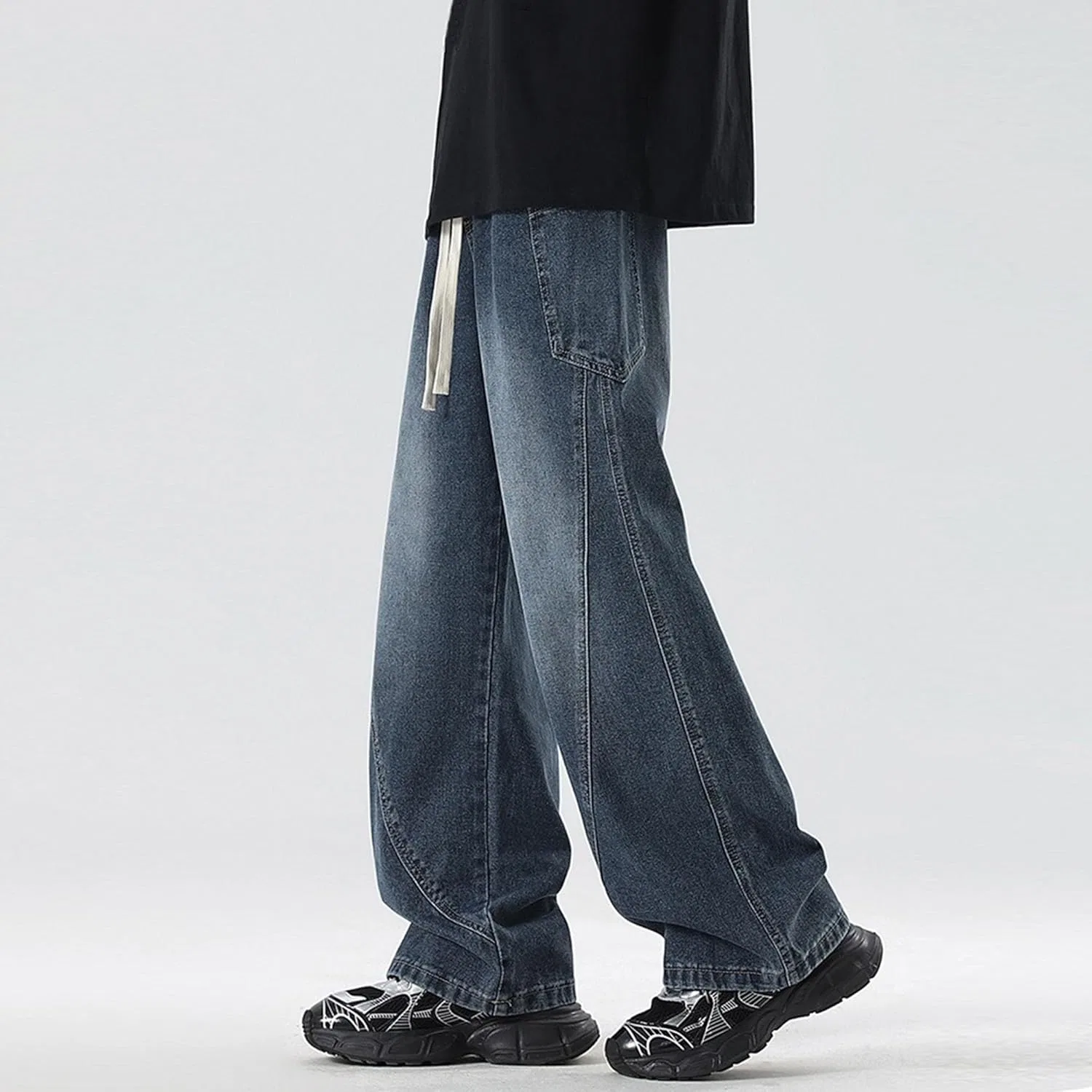 Джинсы мешковатые Y2K Hip Hop Denim, темно-синие — фото 3