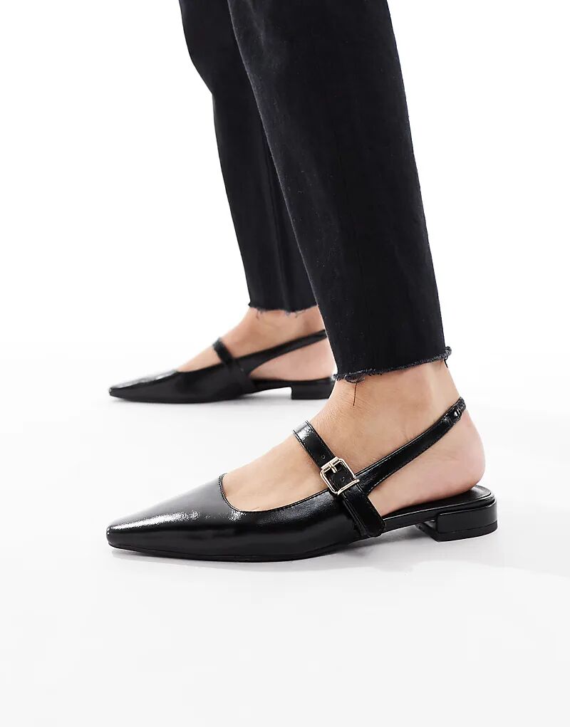 Туфли London Rebel Wide Fit Luna с открытым носком, черного цвета