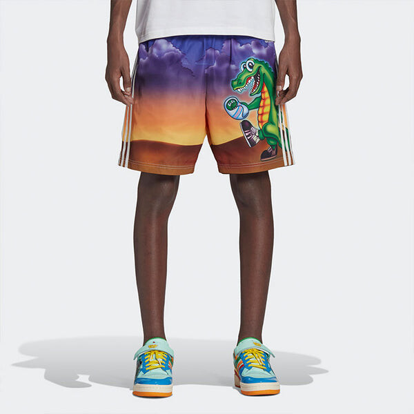 Шорты originals x kerwin frost crossover cartoon full print contrasting colors sports shorts Adidas, мультиколор — фото 4