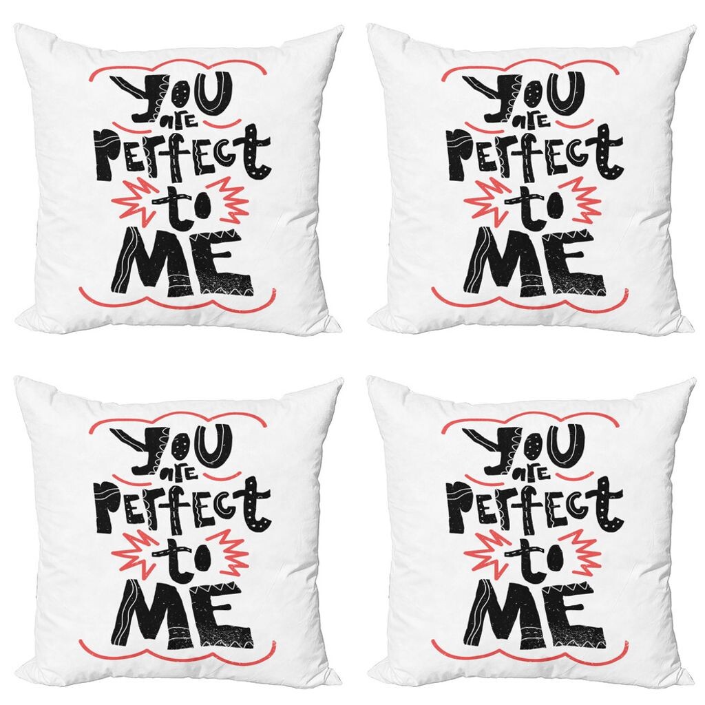 

ABAKUHAUS Proverb Набор наволочек (4 предмета), You are perfect for me, Современная двусторонняя цифровая печать, 45 см x 45 см, Кораллово-кокаовый серый