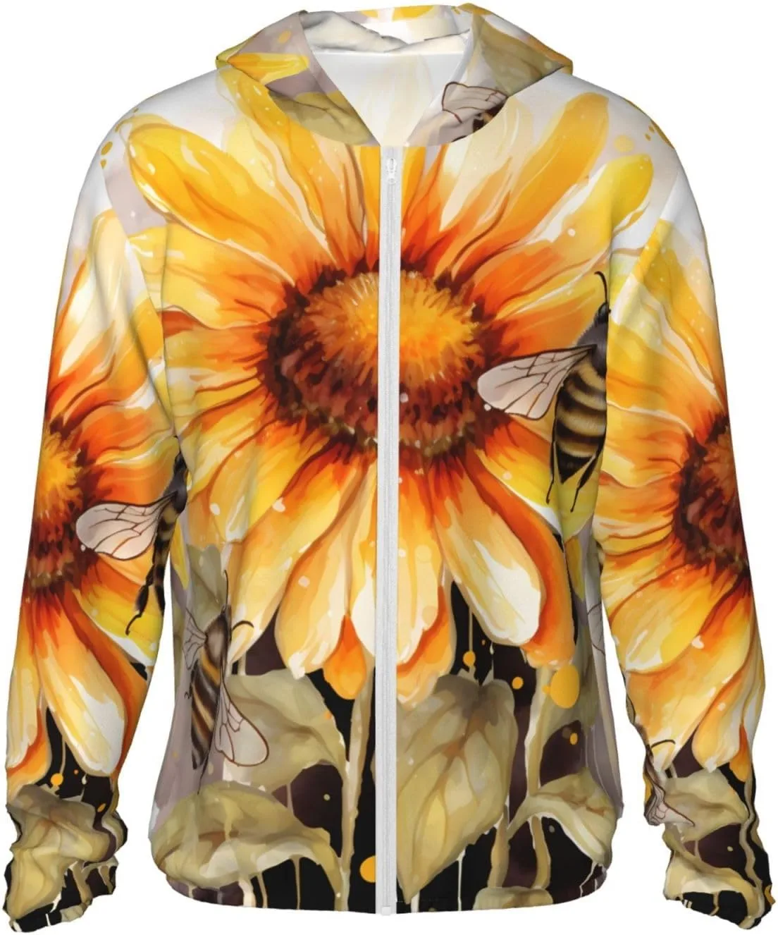 

Мужская толстовка с защитой от солнца UPF 50+ Blackboard Bees Sunflowers DWVTSLH