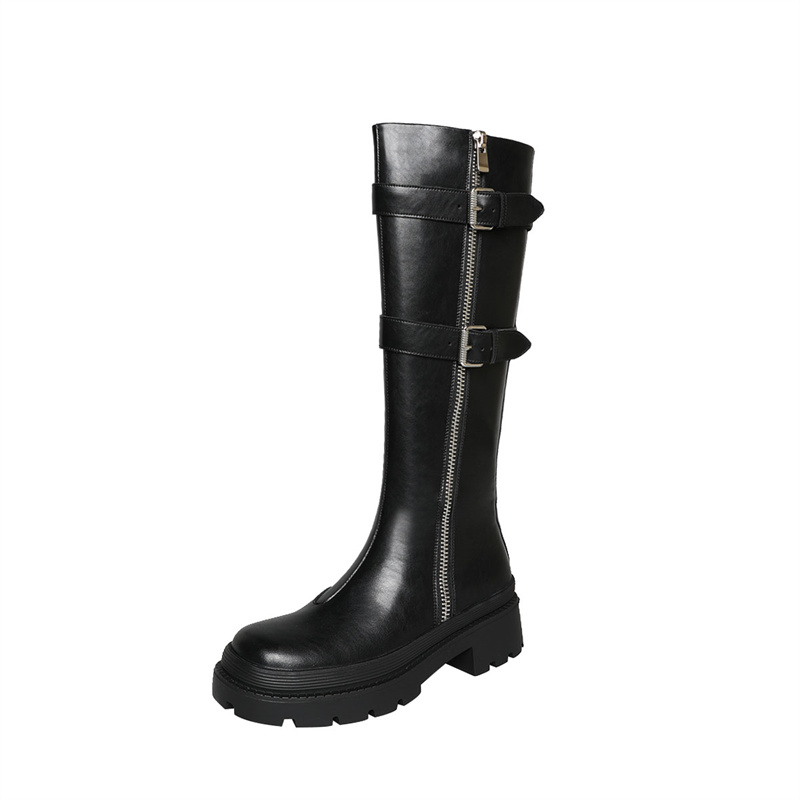 Сапоги женские черные 4,5 см Yeezyy Reezy, Leather Upper Black