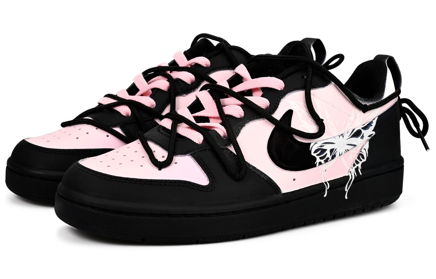Подростковые Кроссовки Nike Borough Slip Resistant Low Top для Скейтбординга Черные с Розовым — фото 4