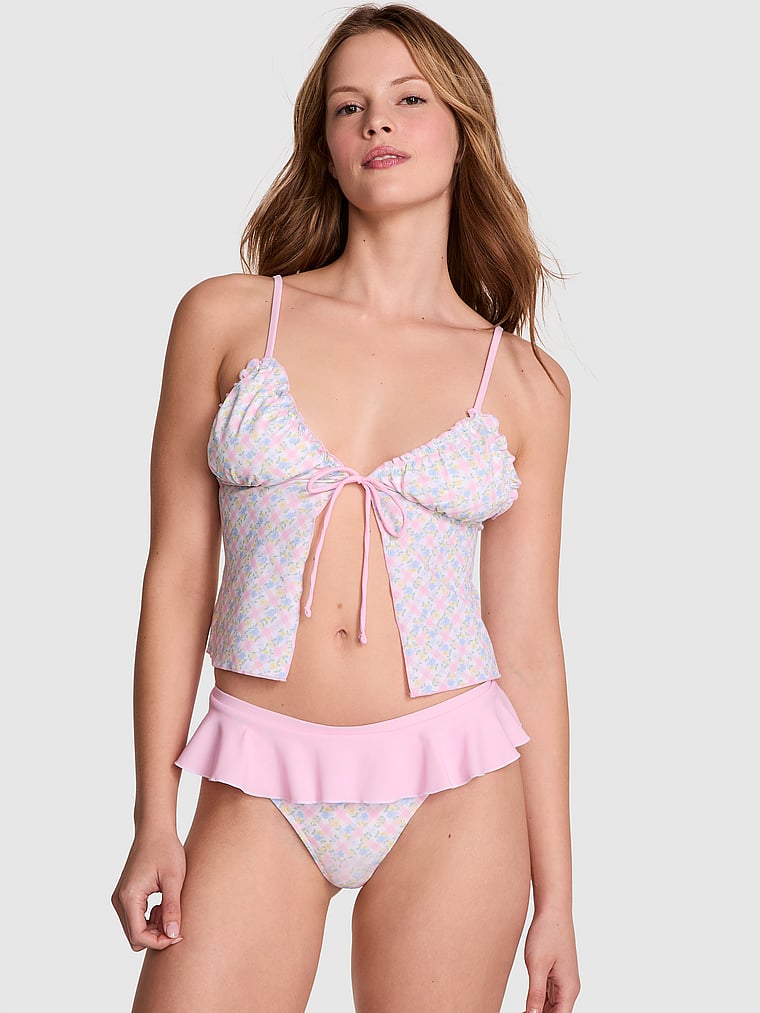

Верх бикини Halle Flyaway Pink By Frankies Bikinis, цвет daisy gingham