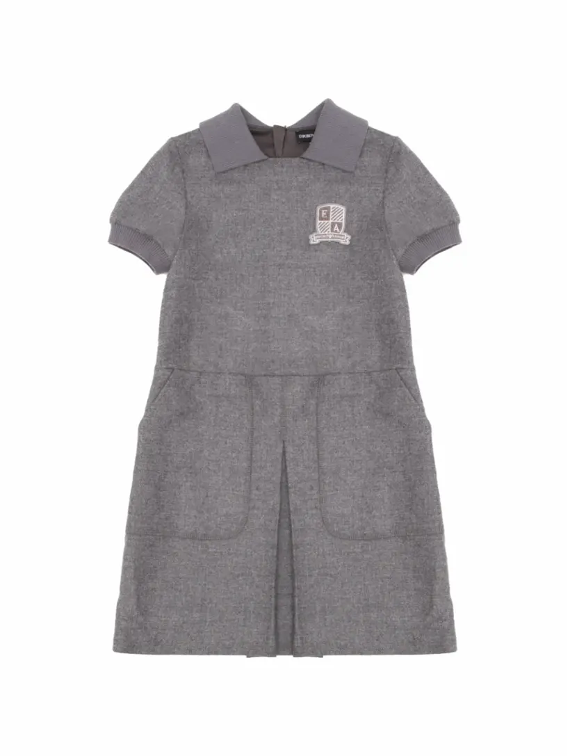 

Шерстяное платье с логотипом EMPORIO ARMANI, серый