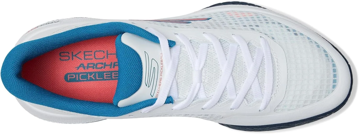 Мужские кроссовки Skechers Viper Court - спортивные кроссовки для пиклбола, подходящие для игры в помещении и на открытом воздухе, с поддержкой свода стопы, белый/бирюзовый — фото 3