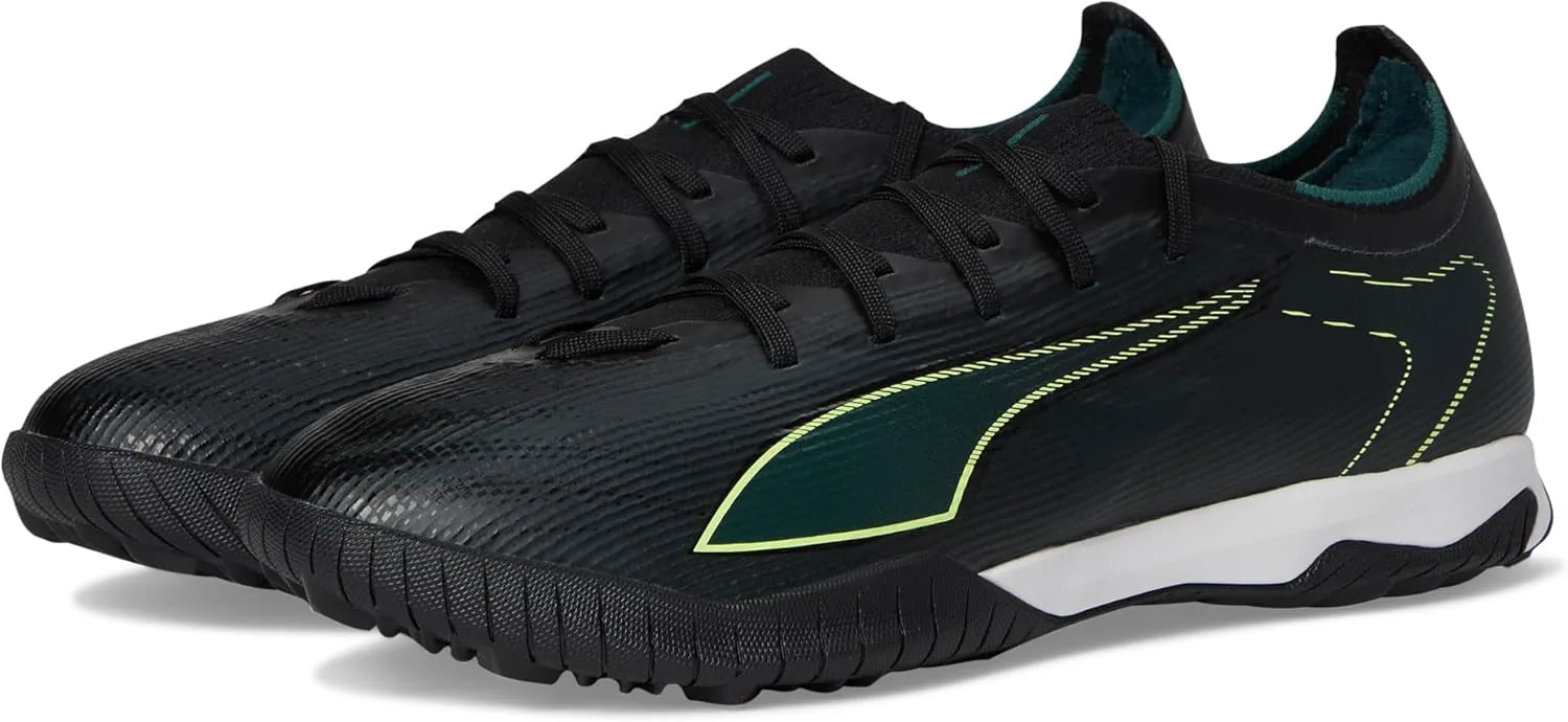Футбольные бутсы-кроссовки PUMA Ultra Match Turf для мужчин, черный/зеленый
