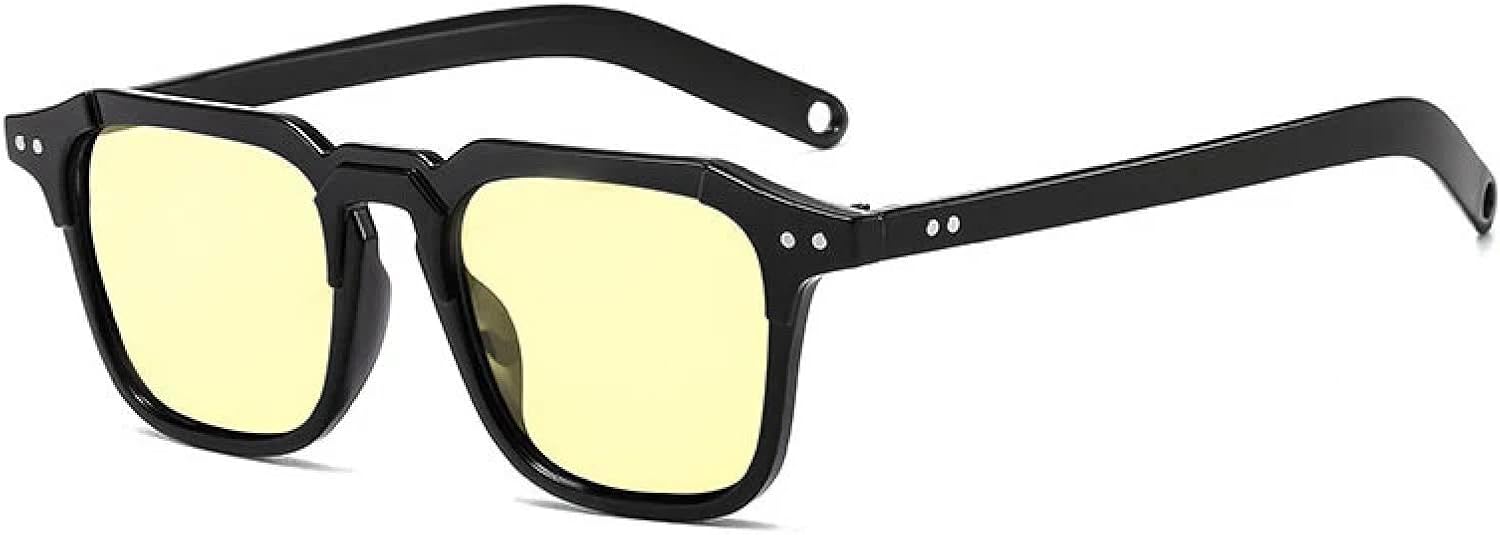 

Модные солнцезащитные очки с заклепками для мужчин, стильные солнцезащитные очки для женщин, ретро-классические прозрачные очки для женщин с защитой от УФ-излучения UV400 generic, Black Yellow