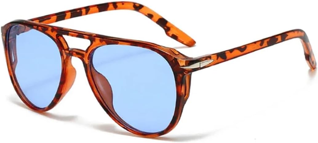 

Солнцезащитные очки с защитой UV400 | Двойные перемычки, заклепки, сине-зеленый цвет | для женщин и мужчин, для занятий спортом на открытом воздухе и путешествий DSVIGF, Leopard Blue