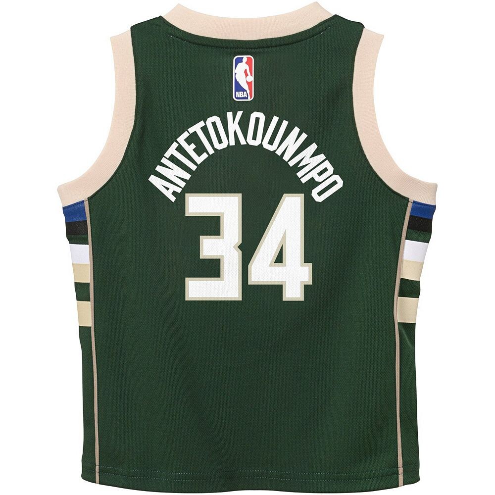 Джерси Nike Giannis Antetokounmpo Green Milwaukee Bucks Swingman Player для малышей — Icon Edition, цвет Buk Green — фото 4