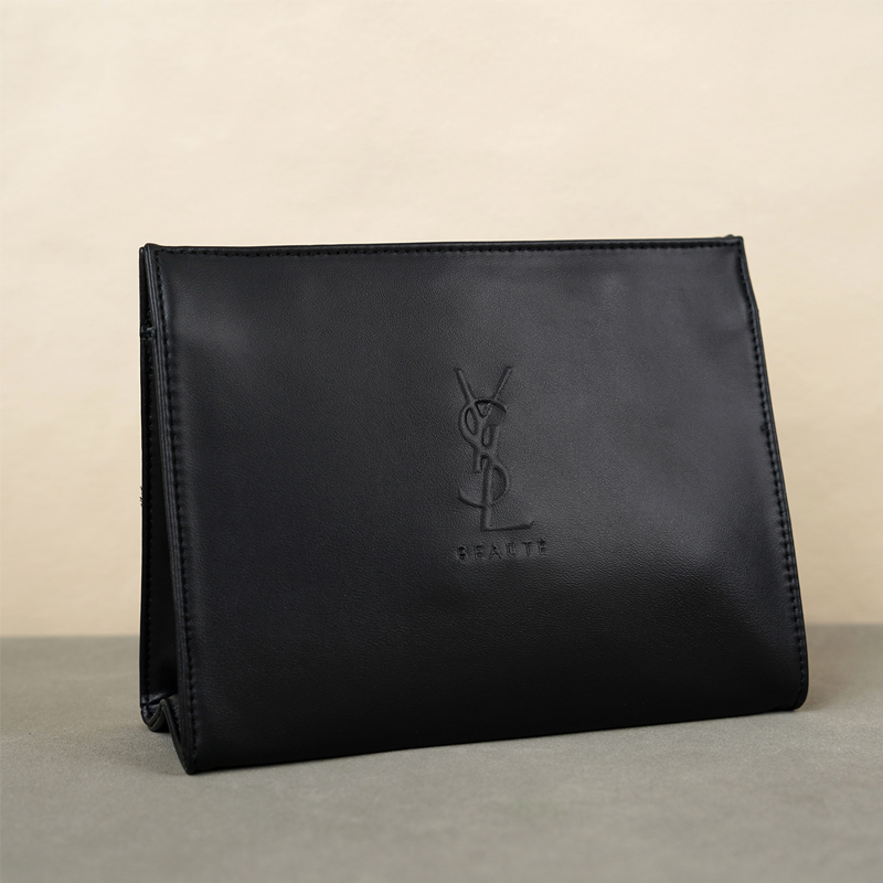 SAINT LAURENT Матовый кожаный черный треугольный косметичка Portable — фото 3