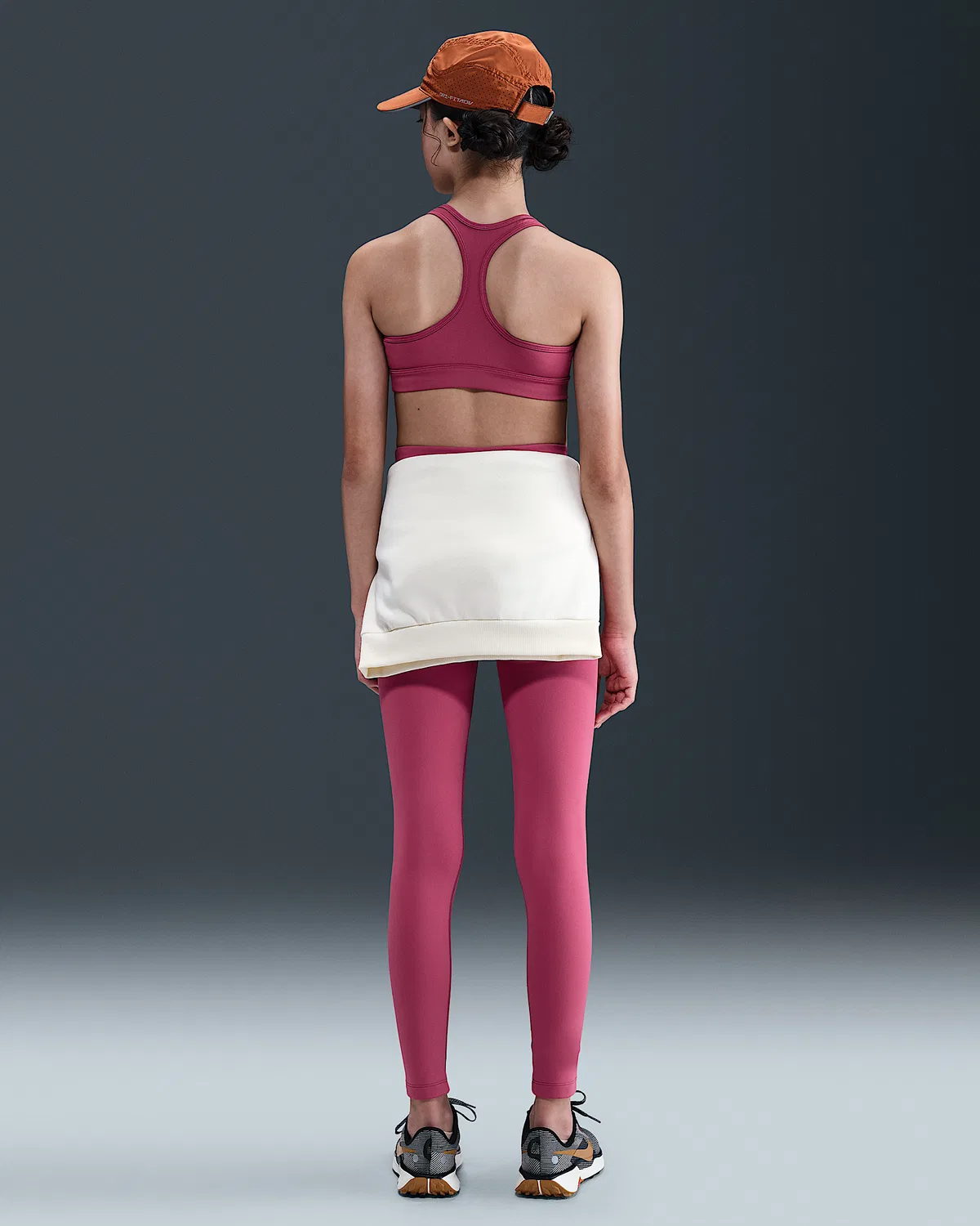 Большие детские (девочки) лосины Nike One Dri-FIT с высокой талией, Sweet Beet/White — фото 4