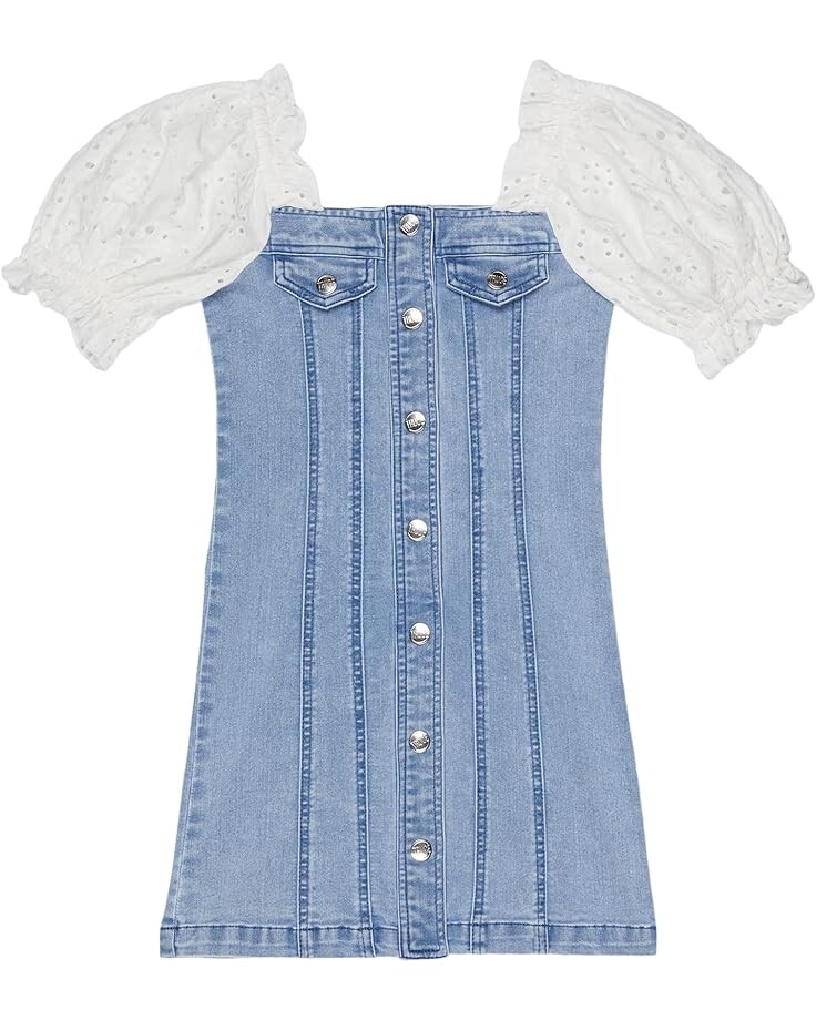 

Платье TRUCE Button Front Denim Eyelet Sleeve Dress, цвет Medium Stone