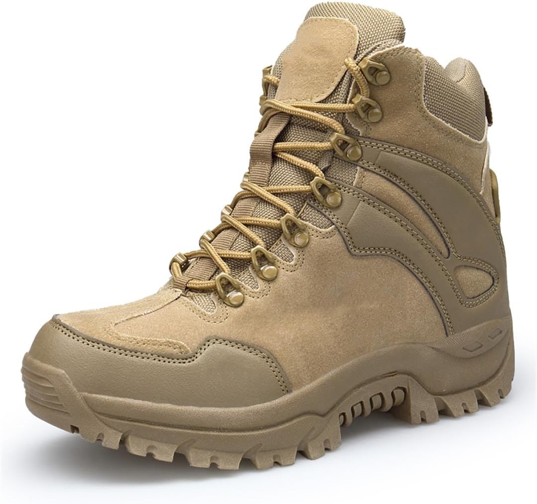 

Тактические ботинки для мужчин, военные ботинки с боковой молнией, противоскользящие боевые ботинки, рабочая защитная обувь Suwequest, коричневый