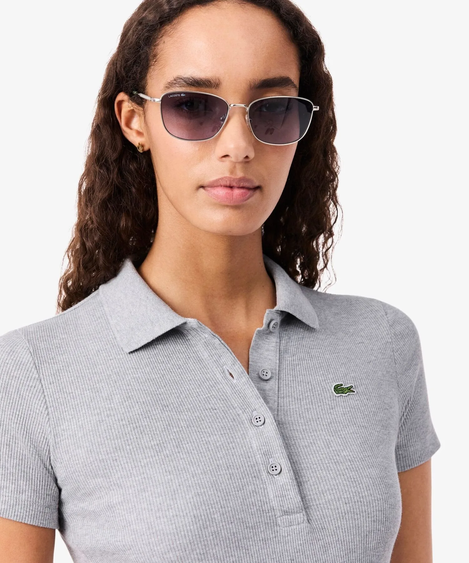 Поло-рубашка LACOSTE, Gray, из ребристой вязки — фото 2