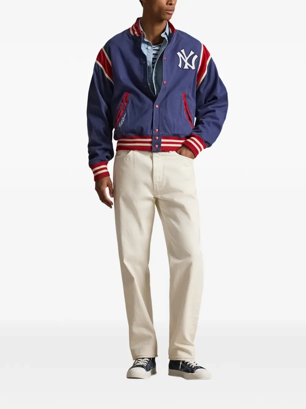 Куртка-бомбер X ny yankees на кнопках Polo Ralph Lauren, синий — фото 2