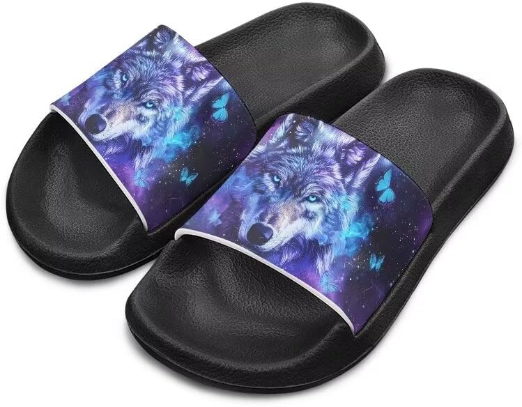 

Унисекс шлепанцы для девочек и мальчиков, удобные тапочки, нескользящие для душа, домашняя мода, толстая подошва, для дома и улицы, подарки Cugasmaru, Wolf