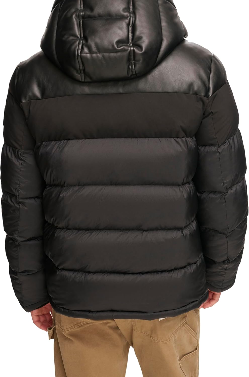Мужская стеганая куртка с капюшоном Tommy Hilfiger (стандартная и для больших и высоких), Black/Faux Leather — фото 4