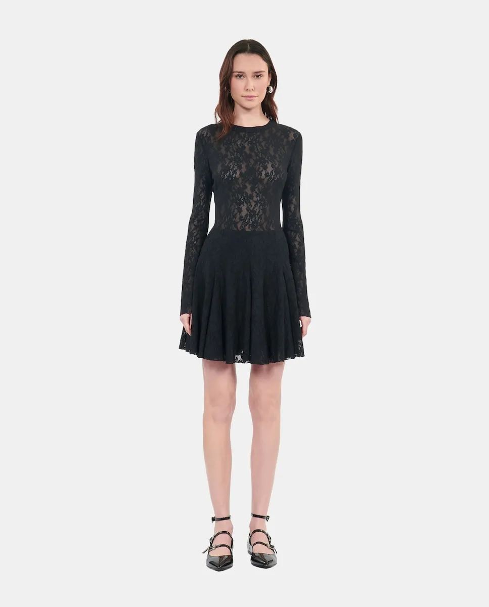 

Короткое кружевное платье-футляр The Kooples, черный