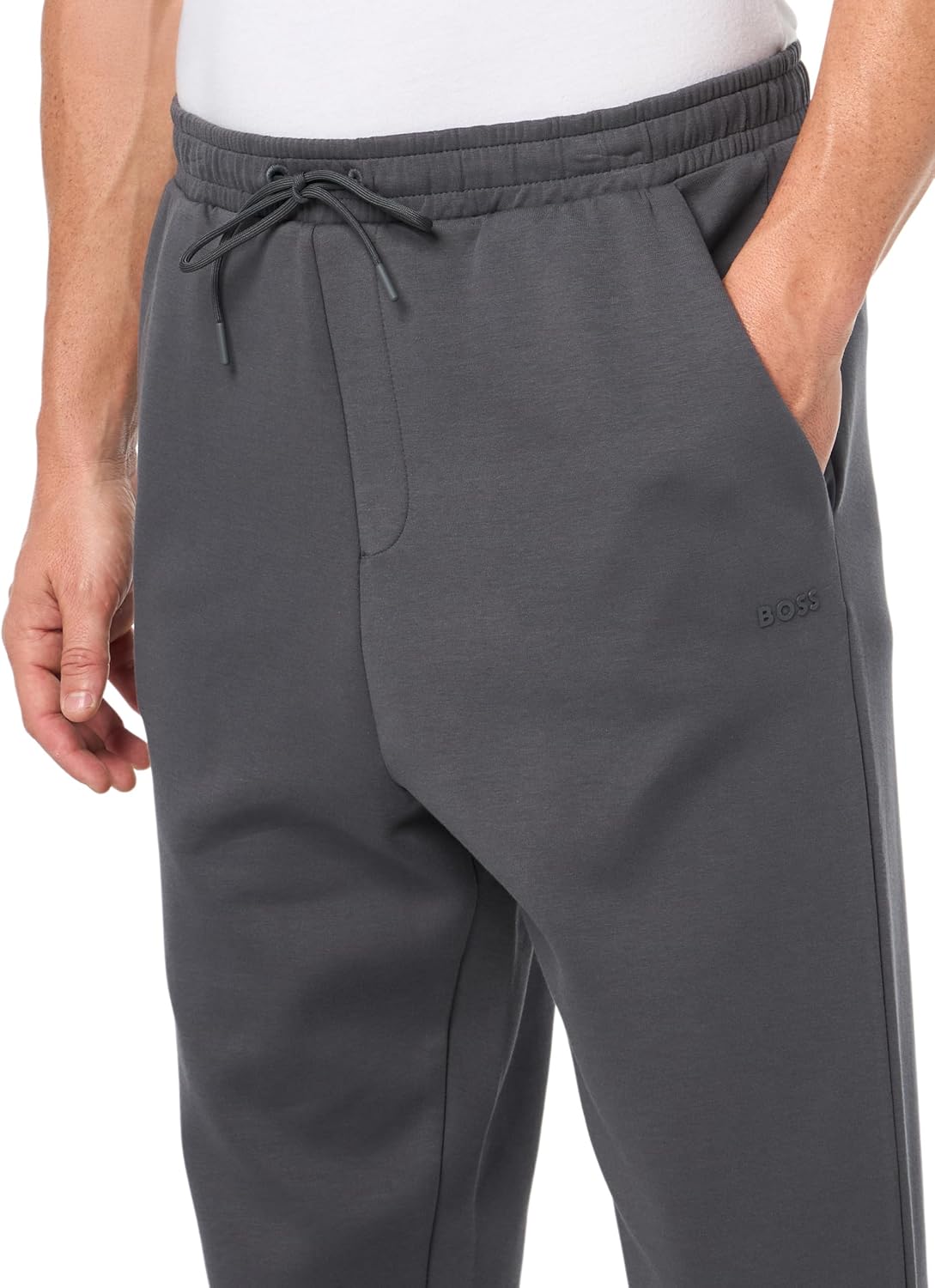 BOSS Мужские тоновые хлопковые спортивные штаны Regular Fit, Lava Smoke — фото 3