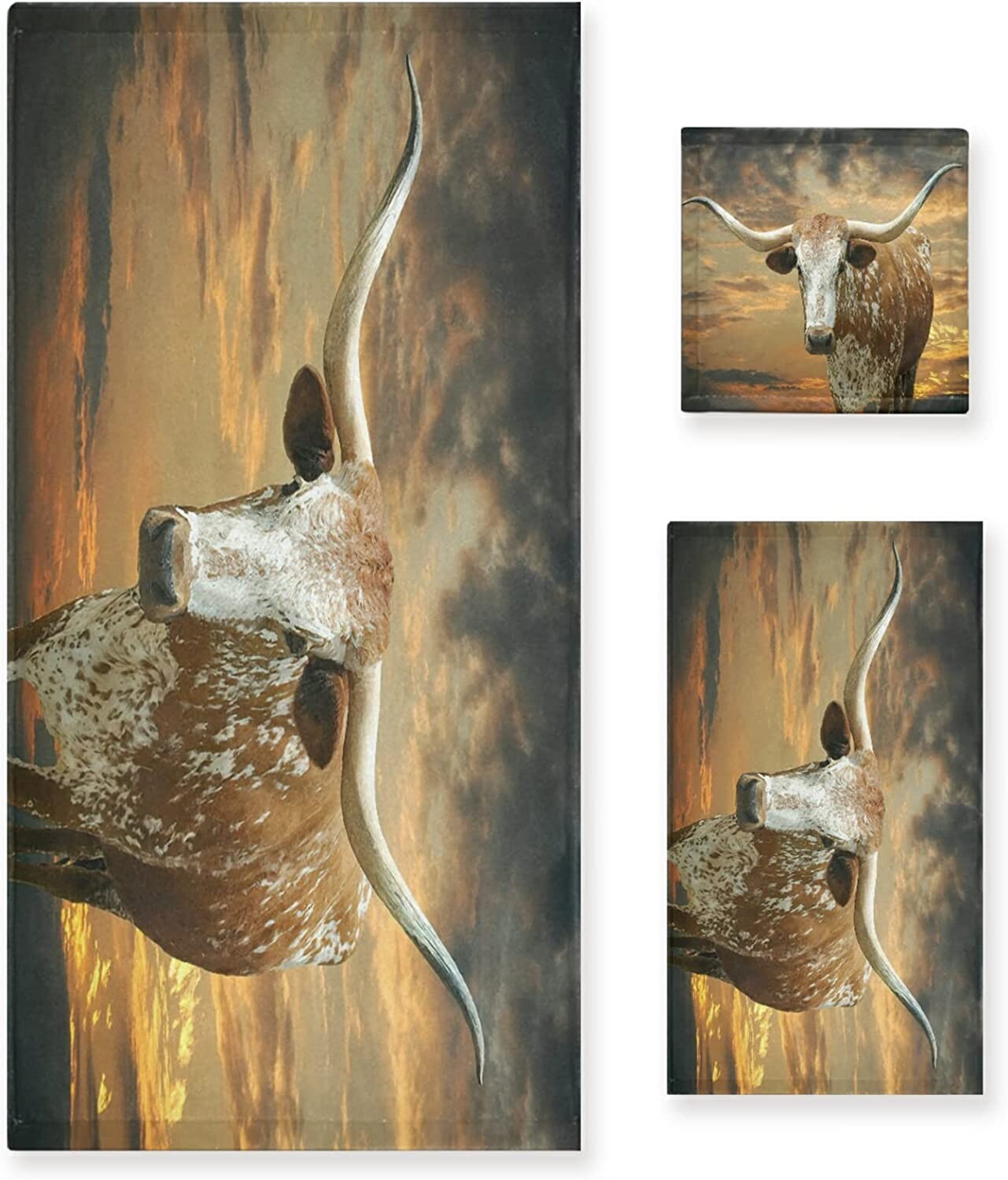 

Набор банных полотенец Sunset Texas Longhorn Hill Country Western Old West Cowboys