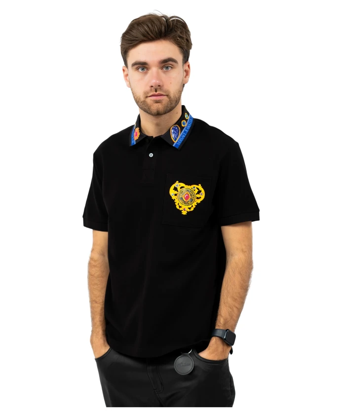 

Рубашка поло с короткими рукавами Versace Jeans Couture, черный