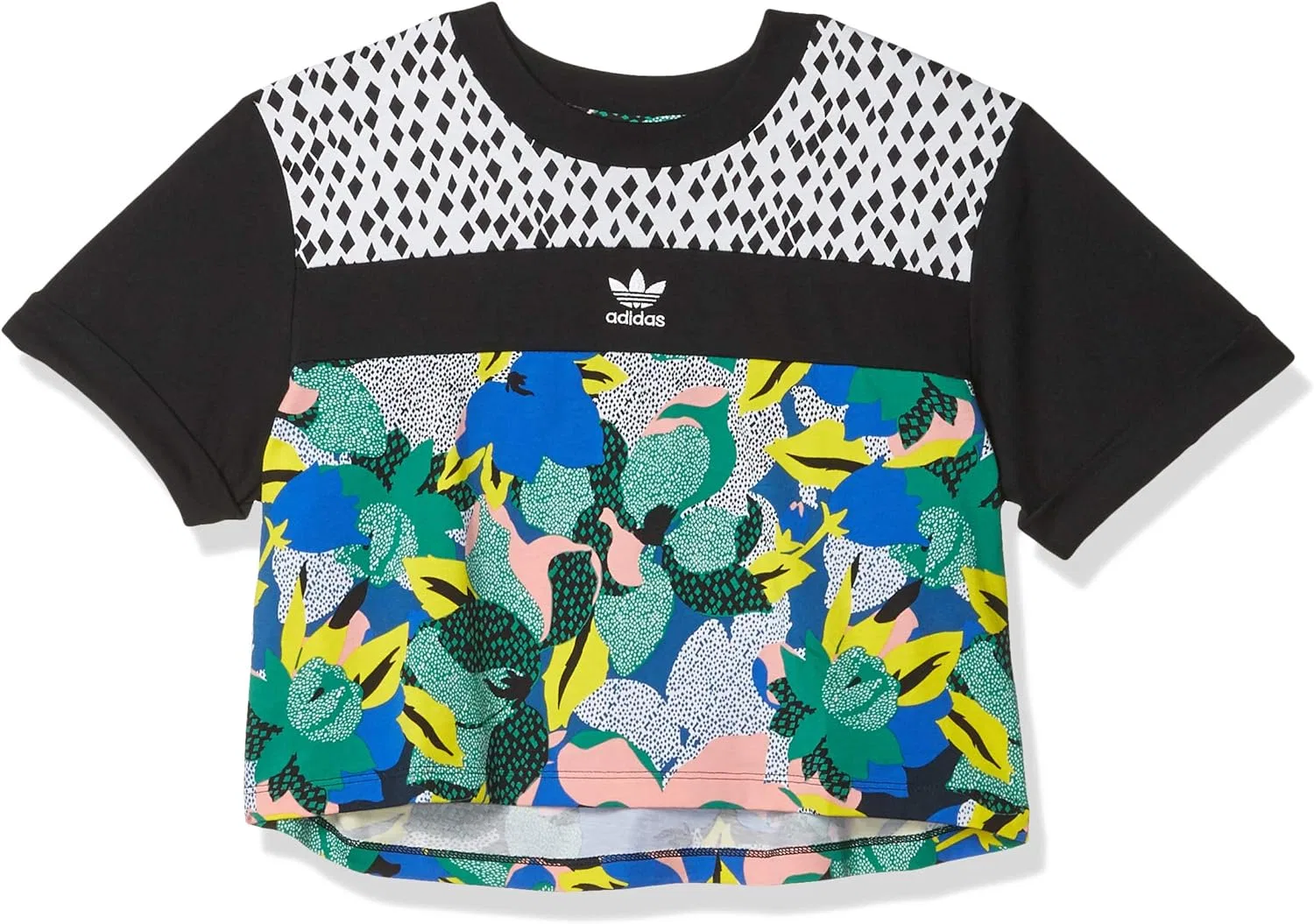 Кроп-топ с цветочным принтом, adidas Originals, Multicolor
