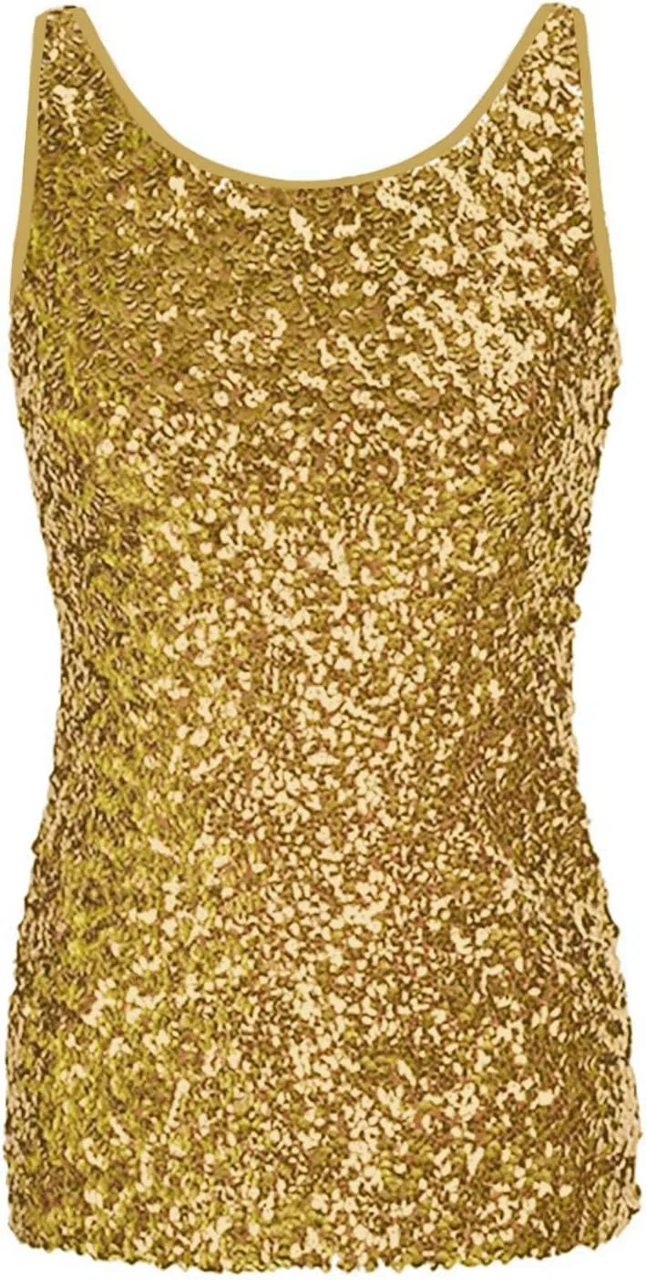 Топ с пайетками, женский, без рукавов, с регулируемыми бретелями, Gold — фото 4
