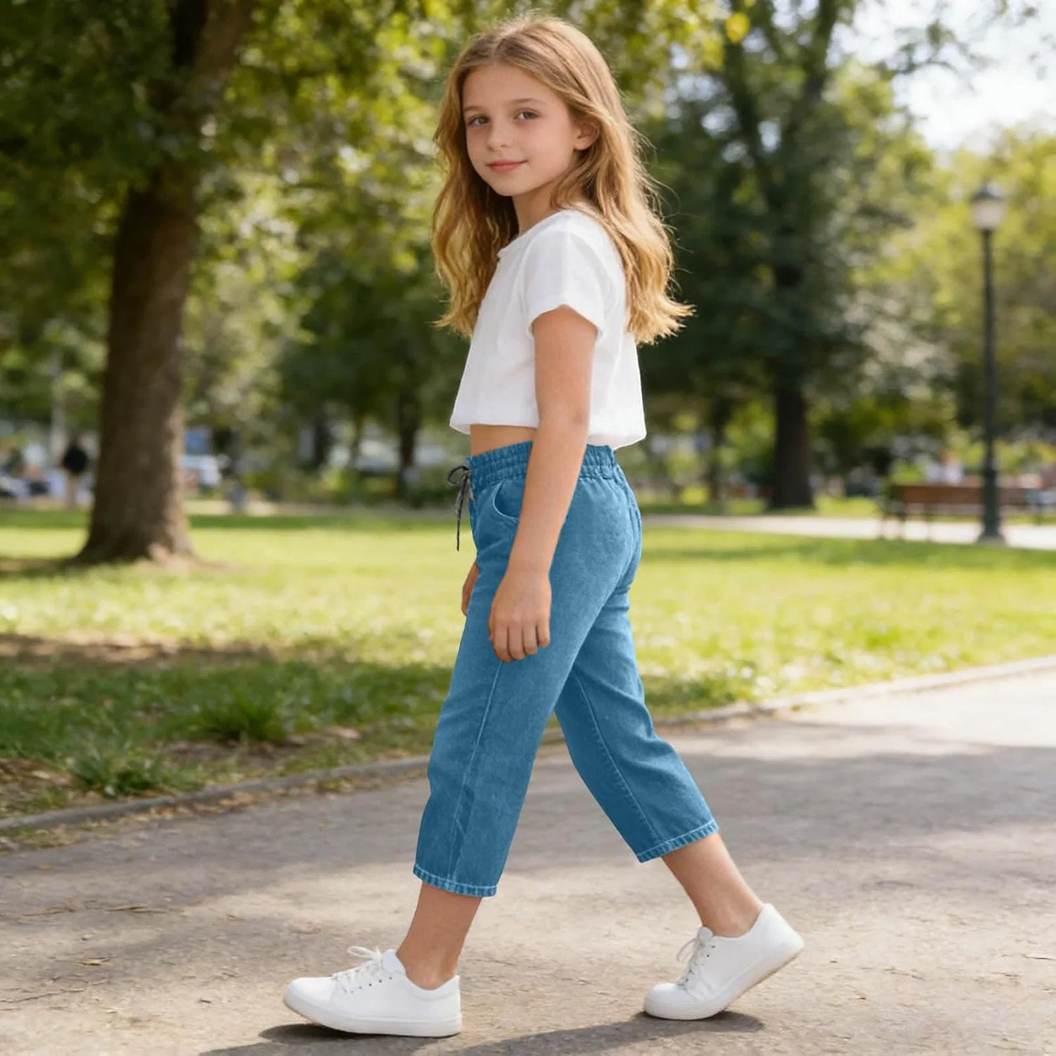 Капри faux jeans, Dovford, Light Blue — фото 2