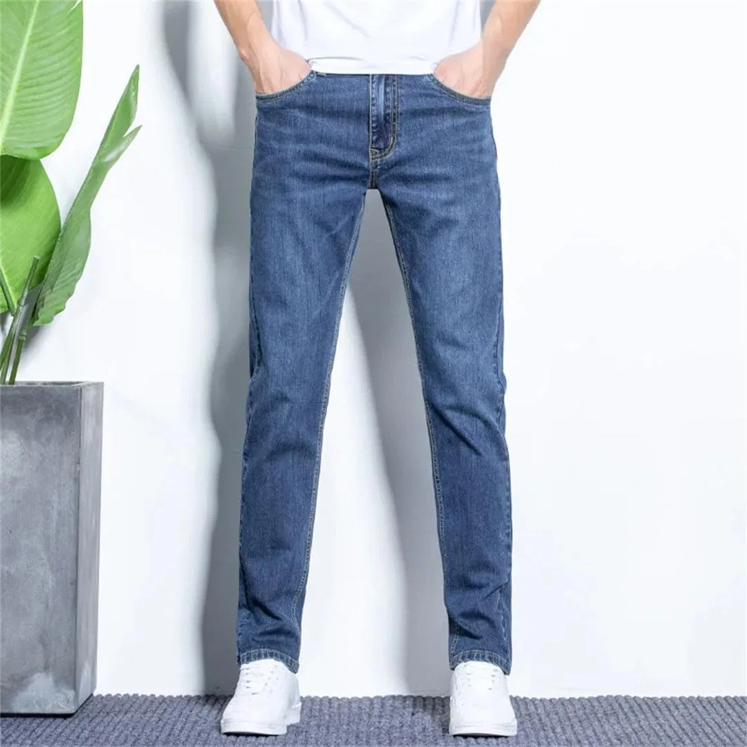 Джинсы классические Slim Fit, темно-синие — фото 3