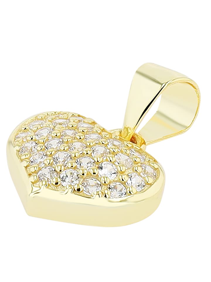 

Adeliás Женский кулон - Сердце. Кулон в форме сердца из серебра 925 пробы с кубическим цирконием в золотой оправе