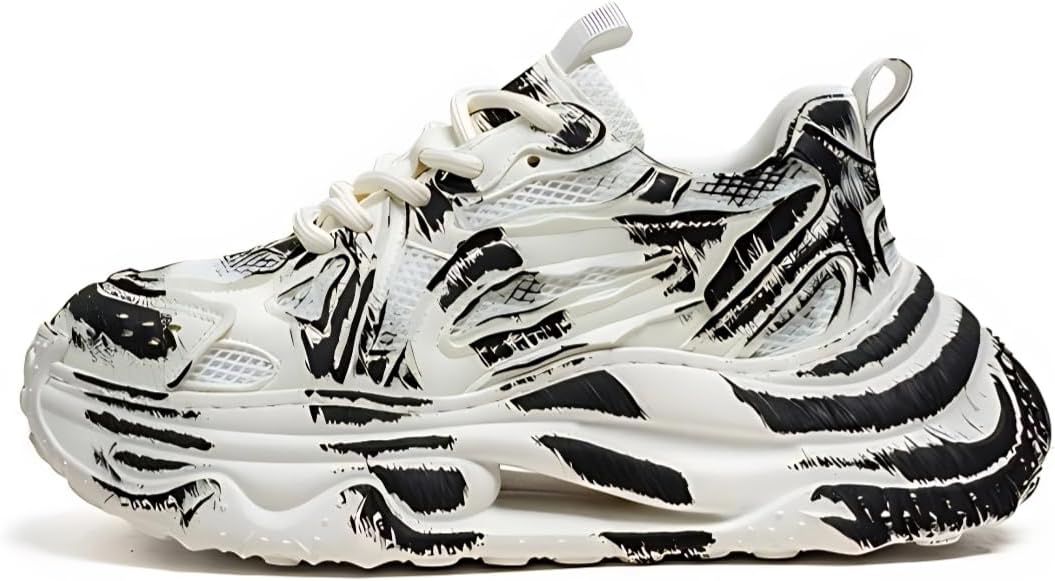 

Мужские кроссовки из искусственной кожи с контрастным дизайном, эффектом потертости, массивной подошвой и граффити, повседневные спортивные туфли для стритвира, осенние наряды с приподнятой платформой Ctkvbmeoi, белый