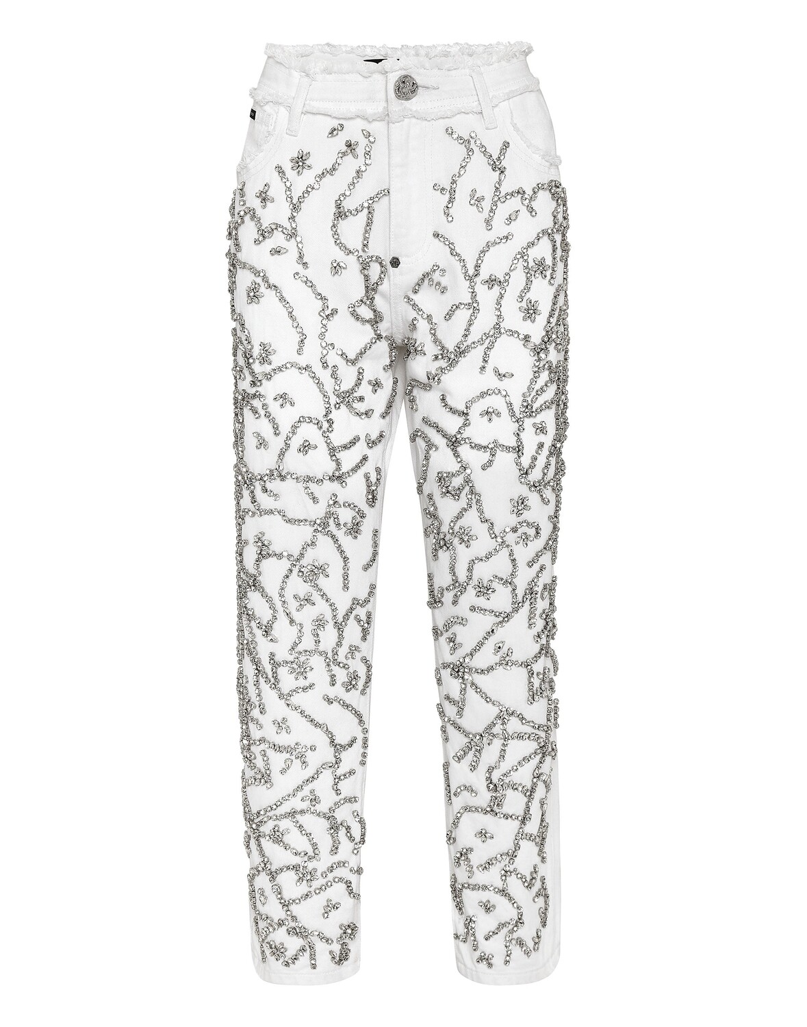 

Джинсовые брюки Mom Fit Crystal Philipp Plein, цвет Summer Snow