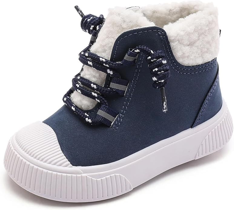 

Сапожки для малышей для мальчиков и девочек, зимние ботинки с флисовой подкладкой и искусственным мехом, сохраняющие тепло, с застежкой на липучке GENGASUN, Blue