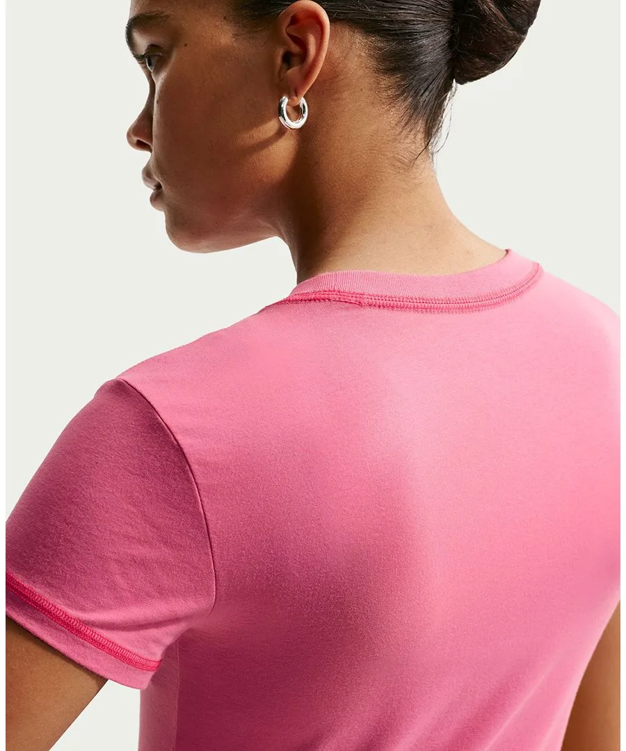 Женская укороченная трикотажная футболка Sportswear Chill Knit Slim с коротким рукавом Nike, peony/rush розовый — фото 4