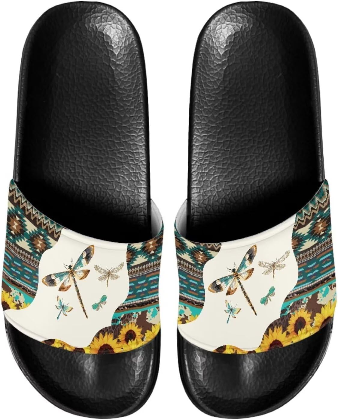 

Женские сандалии JUDENTIDOS с необычным дизайном, сандалии с мягкой подошвой, открытым носком, противоскользящие, на одной полоске, Native Southwest American Sunflower Dragonfly