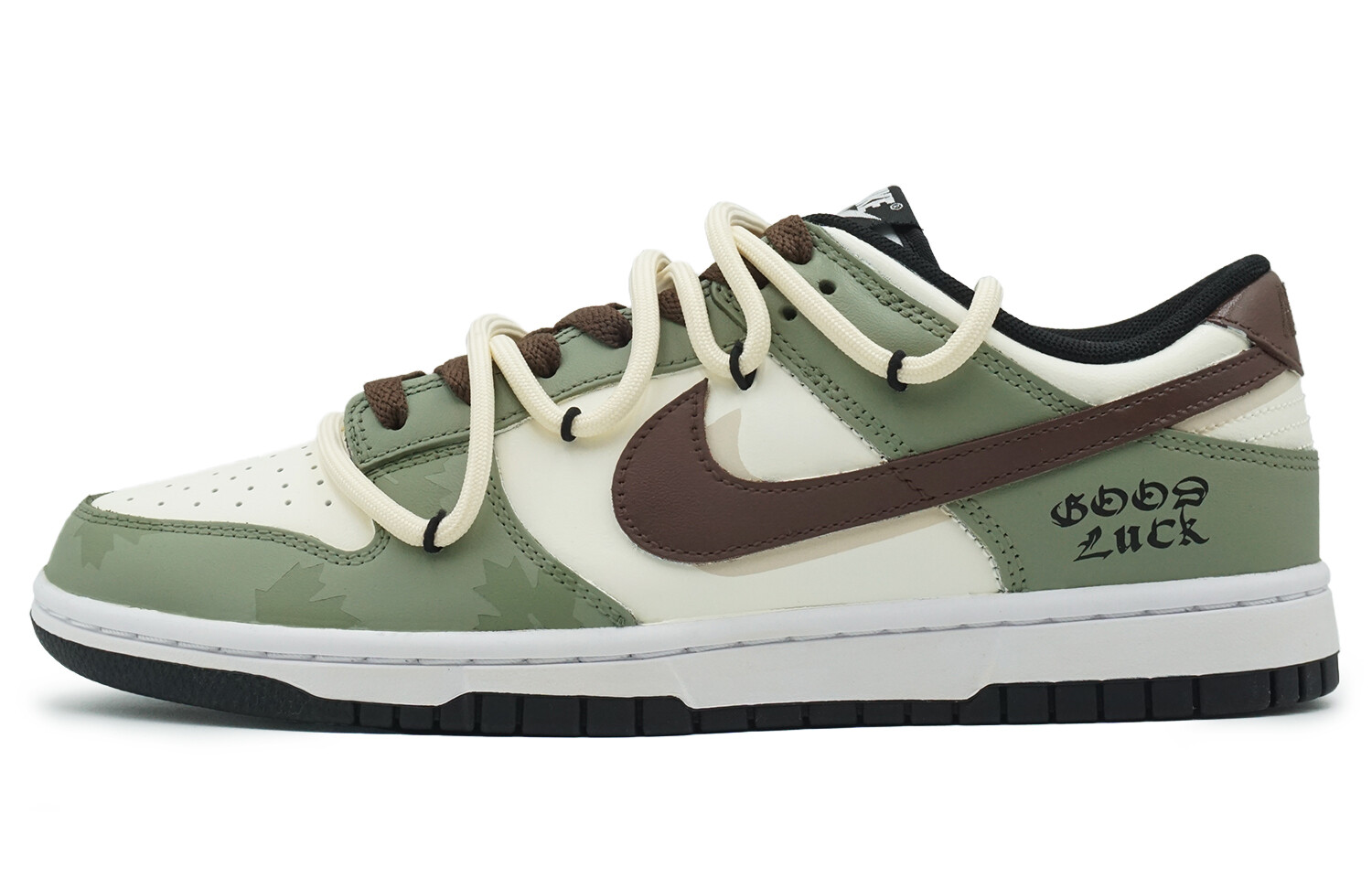 

Кроссовки Nike Dunk Skateboarding Shoes Men Low-top Green/white/brown, зеленый