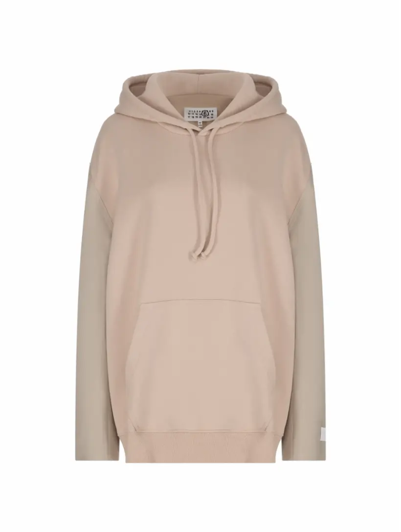 

Комбинированное оверсайз худи MM6 MAISON MARGIELA, бежевый