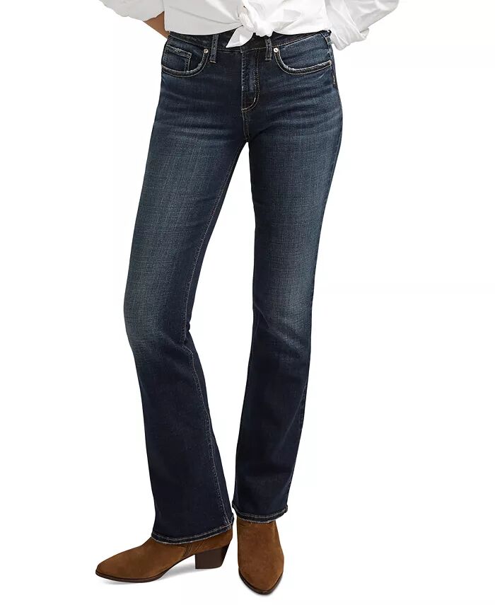 

Женские джинсы Suki средней посадки Curvy Slim Bootcut Silver Jeans Co., черный