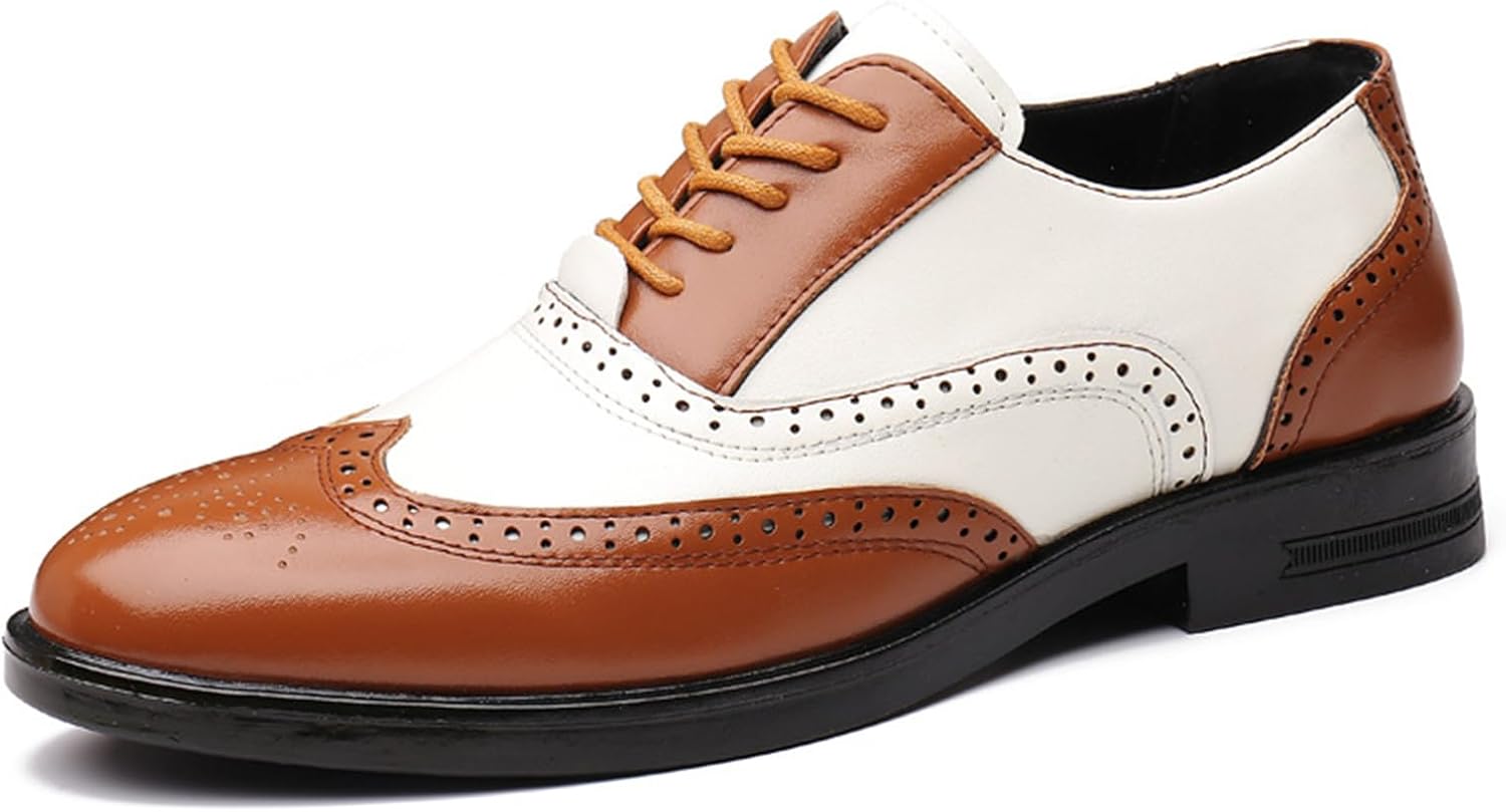 

Мужские броги-оксфорды с двухцветной заплаткой, модные туфли ручной работы из кожи, круглым носком, шнуровкой, низким верхом, деловые формальные дерби Zeberfi, коричневый