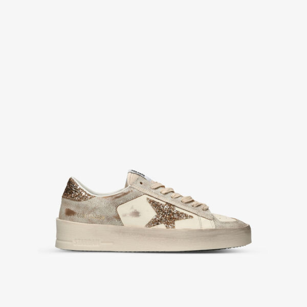 Кожаные кроссовки Stardan с блестками и звездами Golden Goose, белый