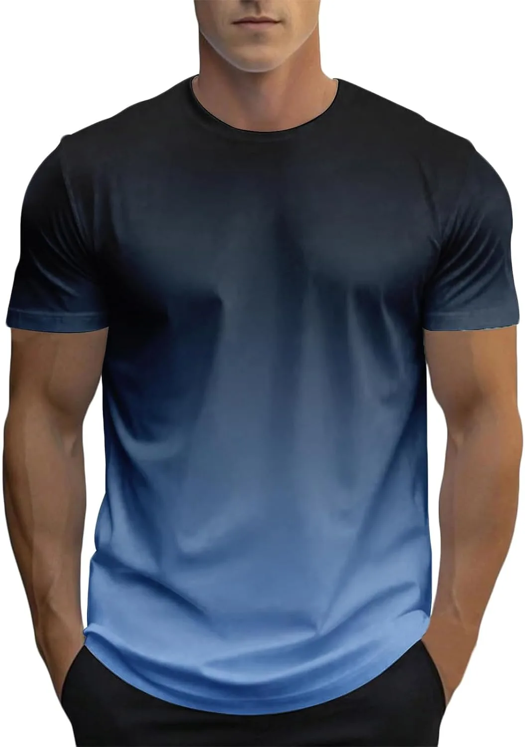 

Мужская футболка с градиентом, короткий рукав, круглый вырез, летняя