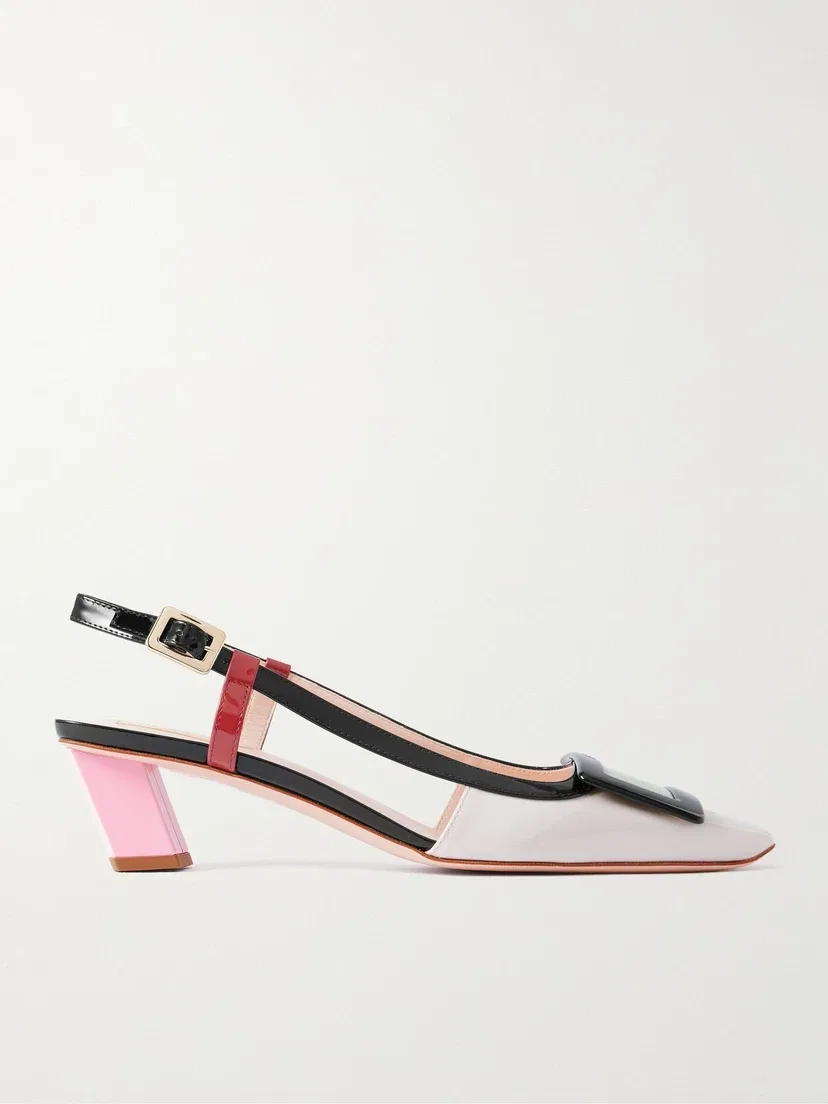 Belle Vivier 45 лаковые туфли-слингбэки с цветными блоками Roger Vivier, мультицвет