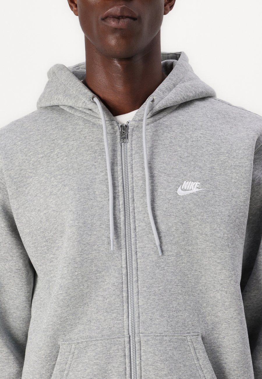 Толстовка Nike Sportswear Zip-up sweatshirt, Dark Grey Heather Light Smoke Grey White/Grey — фото 4