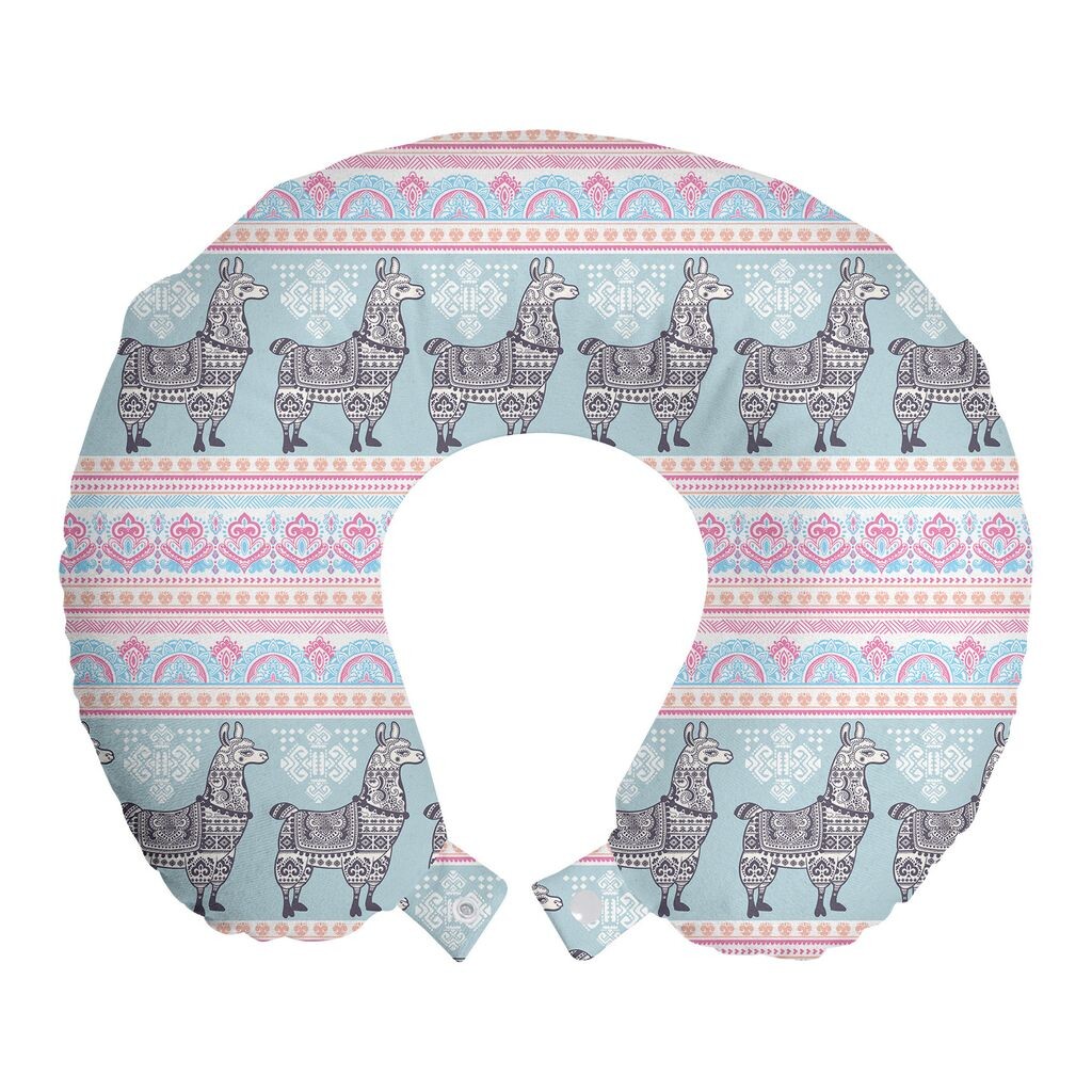 

ABAKUHAUS Lama Travel Pillow Подушка для шеи, Альпака с рисунком, Пенопластовые дорожные принадлежности для самолетов и автомобилей, 30x30 см, Разноцветные