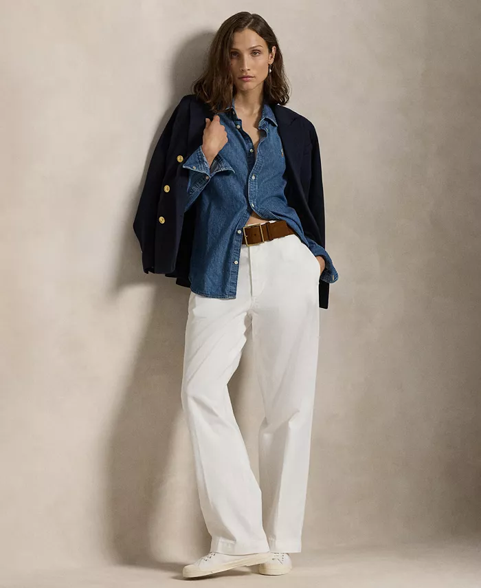 

Женские хлопковые брюки-чинос прямого кроя Polo Ralph Lauren, белый